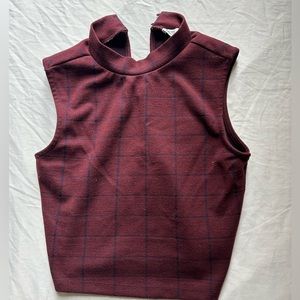 Hollister Maroon with Navy Stripes Crop Top